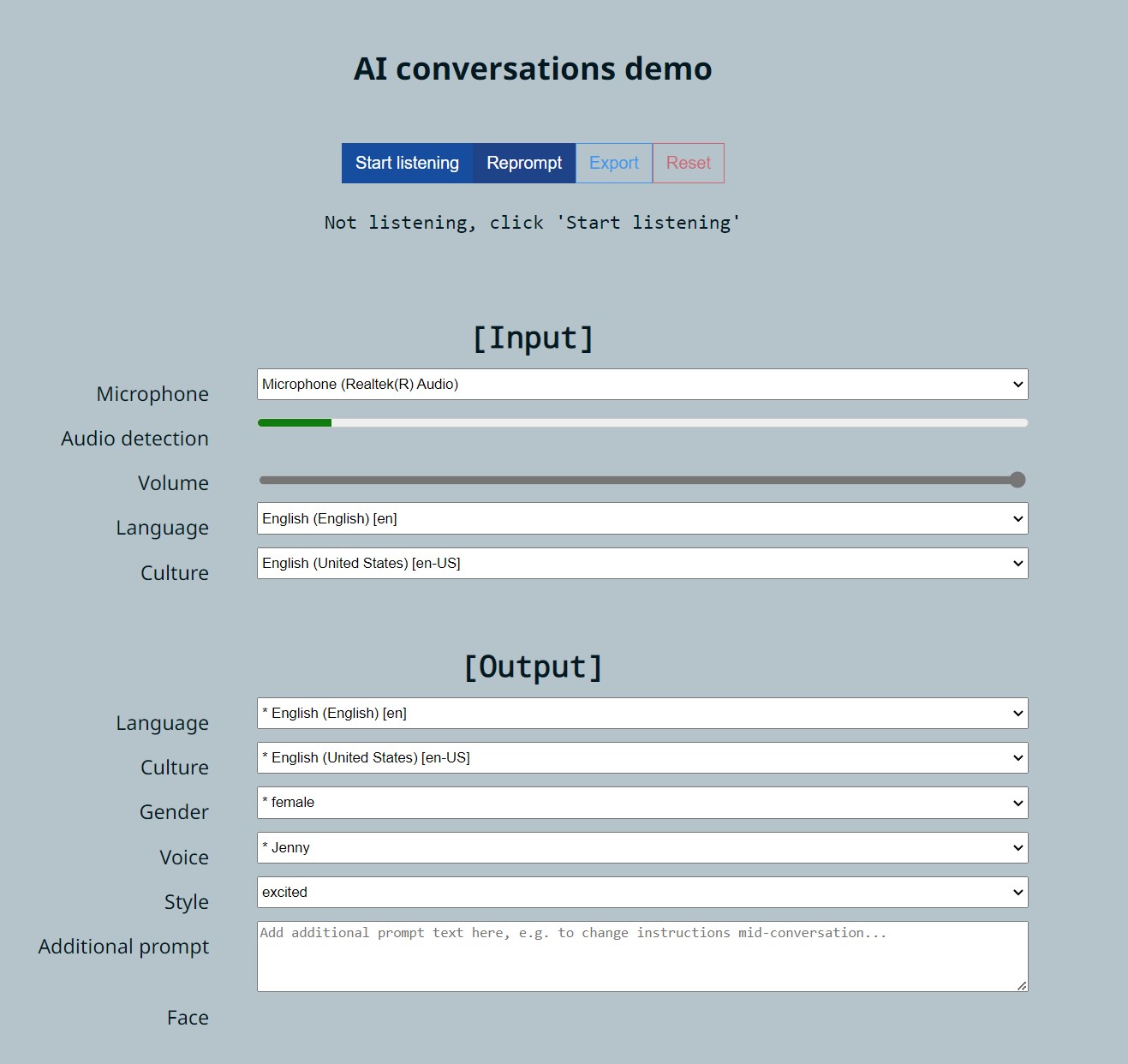 Screenshot of AI Chat Bot